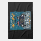 Tuxedo Cat Highway Cool Wind In My Hair Hippie Cat Geschirrtuch (Vertikal)