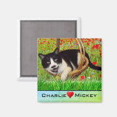 Tuxedo Cat in Basket Kühlschrankmagnet (Vorderseite/Rückseite)