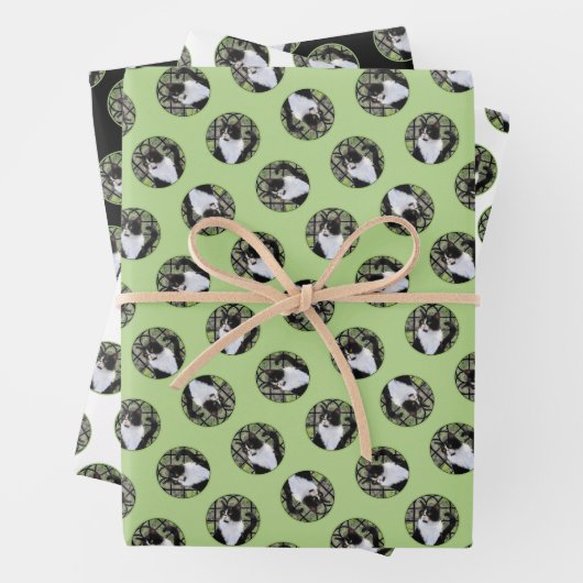 Tuxedo Cat in Window Painting Niedliche Originalku Geschenkpapier Set (Beispiel)