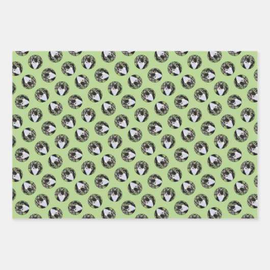 Tuxedo Cat in Window Painting Niedliche Originalku Geschenkpapier Set (Vorderseite)