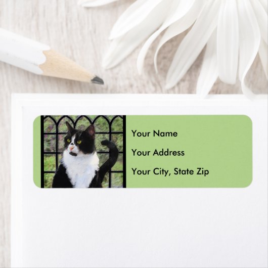 Tuxedo Cat in Window Painting Original Animal Art (Insitu)