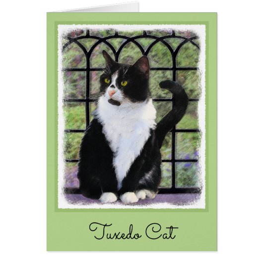 Tuxedo Cat in Window Painting Original Animal Art (Vorne)