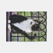 Tuxedo Cat in Window Painting Original Animal Art Fleecedecke (Vorderseite (Horizontal))