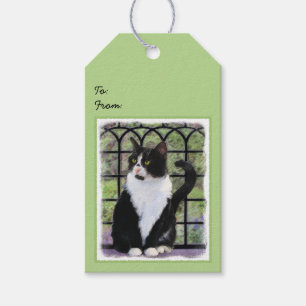 Tuxedo Cat in Window Painting Original Animal Art Geschenkanhänger