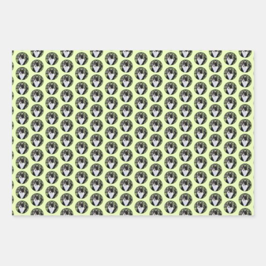 Tuxedo Cat in Window Painting Original Animal Art Geschenkpapier Set (Vorderseite)