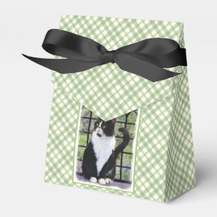 Tuxedo Cat in Window Painting Original Animal Art Geschenkschachtel