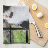 Tuxedo Cat in Window Painting Original Animal Art Geschirrtuch (Viertel Falte)