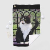 Tuxedo Cat in Window Painting Original Animal Art Golfhandtuch (Insitu)