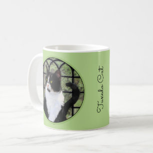 Tuxedo Cat in Window Painting Original Animal Art Kaffeetasse
