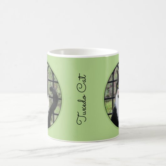 Tuxedo Cat in Window Painting Original Animal Art Kaffeetasse (Mittel)