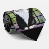 Tuxedo Cat in Window Painting Original Animal Art Krawatte (Gerollt)