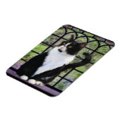 Tuxedo Cat in Window Painting Original Animal Art Magnet (Linke Seite)