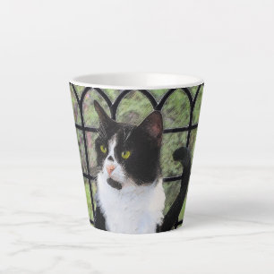 Tuxedo Cat in Window Painting Original Animal Art Milchtasse