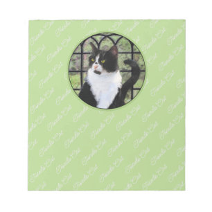 Tuxedo Cat in Window Painting Original Animal Art Notizblock