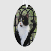 Tuxedo Cat in Window Painting Original Animal Art Ornament (Vorderseite)