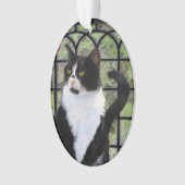 Tuxedo Cat in Window Painting Original Animal Art Ornament (Vorderseite)