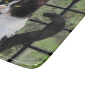 Tuxedo Cat in Window Painting Original Animal Art Schneidebrett (Ecke)