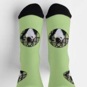 Tuxedo Cat in Window Painting Original Animal Art Socken (Oben)