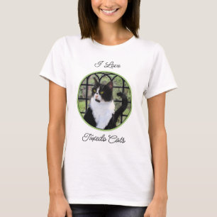 Tuxedo Cat in Window Painting Original Animal Art T-Shirt
