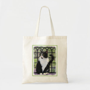 Tuxedo Cat in Window Painting Original Animal Art Tragetasche