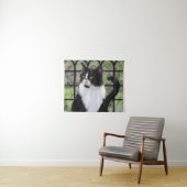 Tuxedo Cat in Window Painting Original Animal Art Wandteppich (Beispiel (Horizontal))