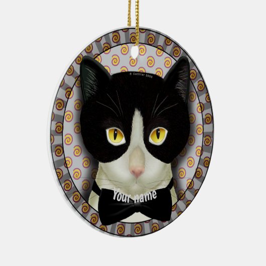 Tuxedo Cat Keramik Ornament (Rechts)