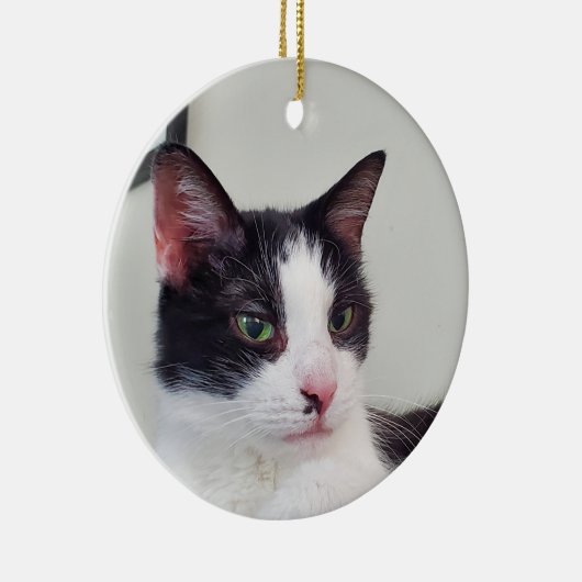 Tuxedo Cat Keramik Ornament (Rechts)