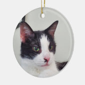 Tuxedo Cat Keramik Ornament (Links)