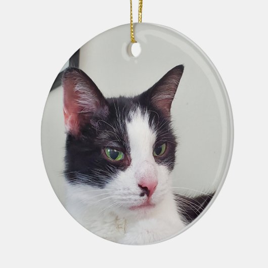 Tuxedo Cat Keramik Ornament (Links)