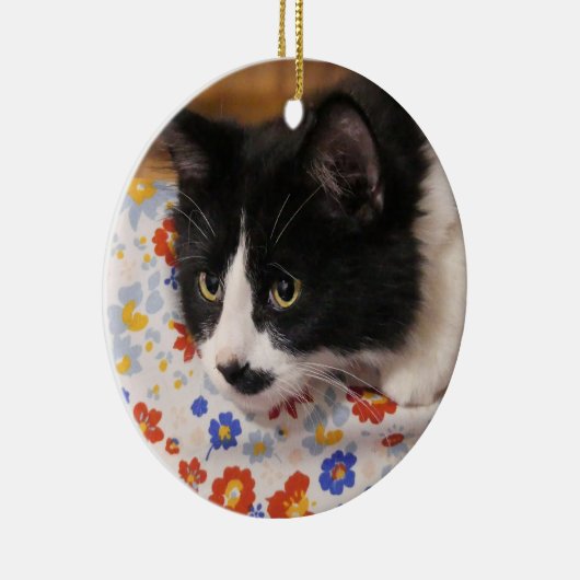 Tuxedo Cat Keramik Ornament (Rechts)