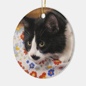 Tuxedo Cat Keramik Ornament (Links)