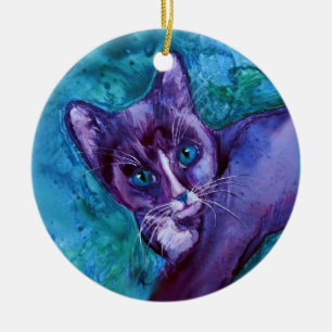Tuxedo Cat Kitten Ornament - "Lila Tuxedo"