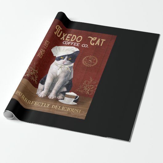 Tuxedo Cat Koch Kaffee Liebe Tuxedo Lover Katzenle Geschenkpapier (Ungerollt)