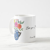 Tuxedo Cat Lover Mom Floral Custom Name Gift Kaffeetasse (Vorderseite Links)