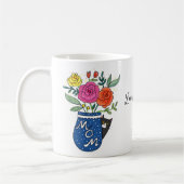 Tuxedo Cat Lover Mom Floral Custom Name Gift Kaffeetasse (Links)