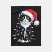 Tuxedo Cat Meow Santa Tuxie Christmas Tree Fleecedecke (Vorderseite)