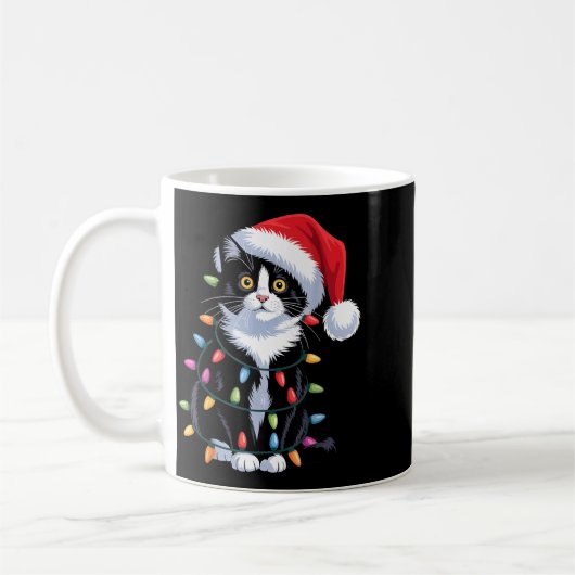 Tuxedo Cat Meow Santa Tuxie Christmas Tree  Kaffeetasse (Links)