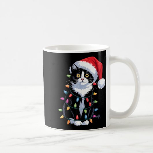 Tuxedo Cat Meow Santa Tuxie Christmas Tree Kaffeetasse (Rechts)