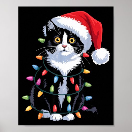 Tuxedo Cat Meow Santa Tuxie Christmas Tree  Poster (Vorne)