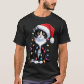 Tuxedo Cat Meow Santa Tuxie Christmas Tree T-Shirt (Vorderseite)
