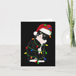 Tuxedo Cat Meow Santa Tuxie Weihnachtsbaumleuchten Karte