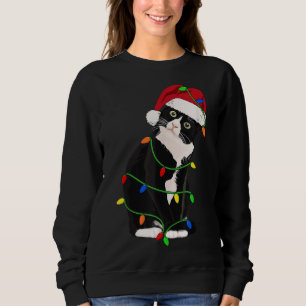 Tuxedo Cat Meow Santa Tuxie Weihnachtsbaumleuchten Sweatshirt