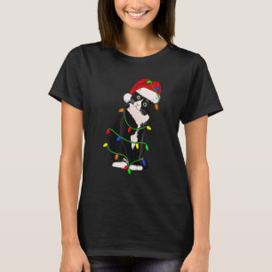 Tuxedo Cat Meow Santa Tuxie Weihnachtsbaumleuchten T-Shirt
