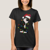 Tuxedo Cat Meow Santa Tuxie Weihnachtsbaumleuchten T-Shirt (Vorderseite)