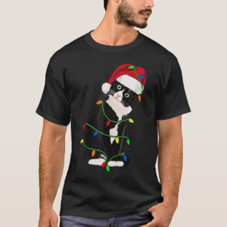 Tuxedo Cat Meow Santa Tuxie Weihnachtsbaumleuchten T-Shirt