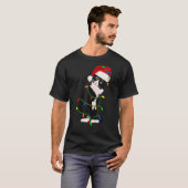 Tuxedo Cat Meow Santa Tuxie Weihnachtsbaumleuchten T-Shirt (Vorne ganz)