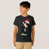 Tuxedo Cat Meow Santa Tuxie Weihnachtsbaumleuchten T-Shirt (Vorne ganz)