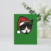 Tuxedo Cat Merry Christmas Postkarte (Stehend Vorderseite)