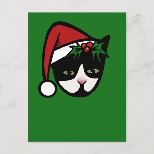 Tuxedo Cat Merry Christmas Postkarte (Vorderseite)