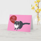 Tuxedo Cat mit Balloon Happy Birthday Cards Karte (Gelbe Blume)